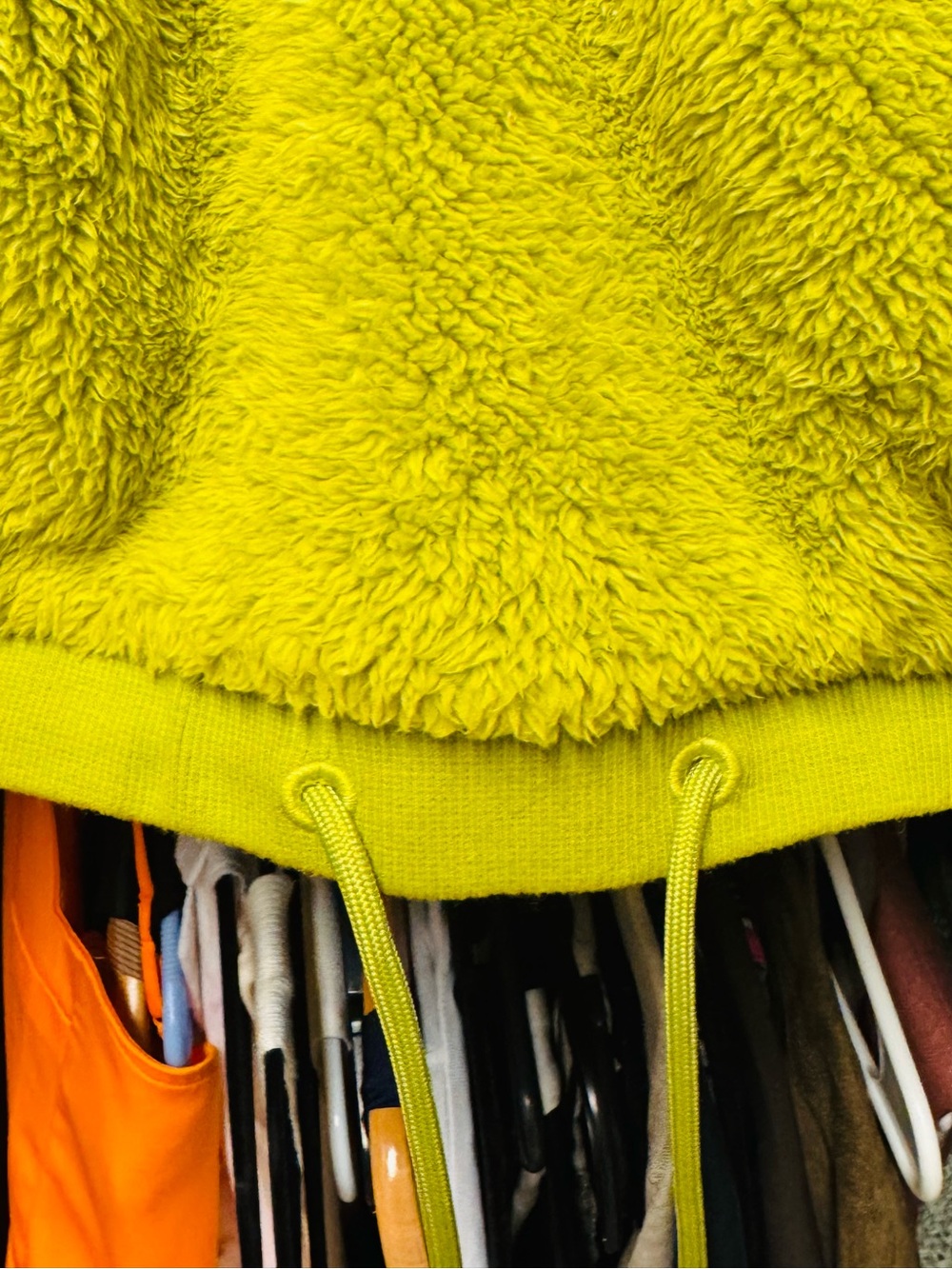 Women Plush Sherpa Pullover Sweater in Chartreuse - Picture 5 of 6